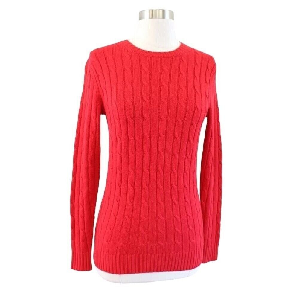 Vineyard Vines Cable Knit Wool Cashmere Sweater Womens XS Red Long Sleeve Preppy